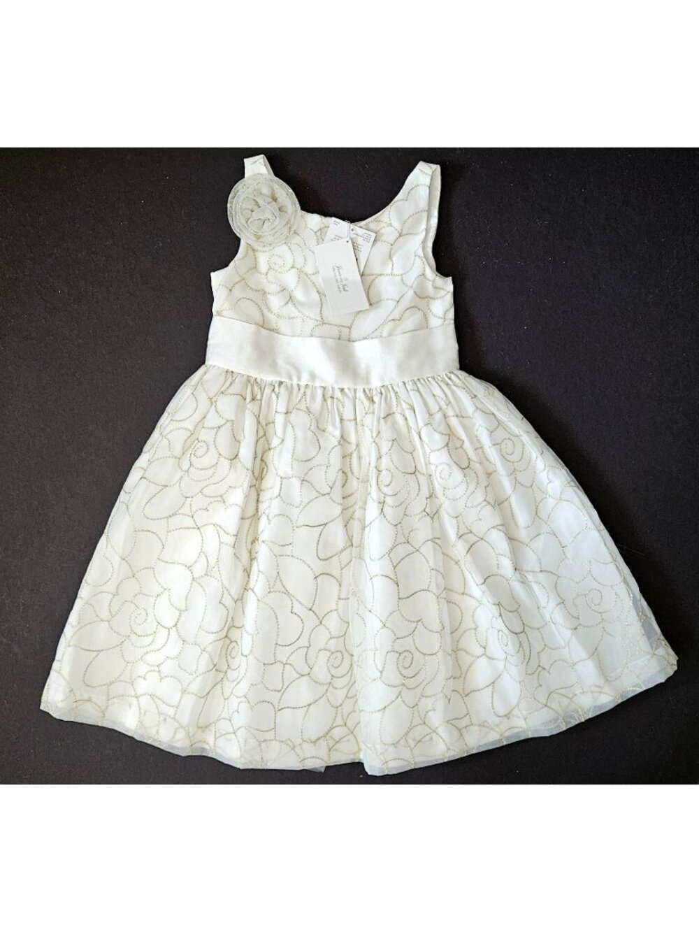 Janie and Jack NWT 6 Special Occasion Summer Gown Dress Ivory/Gold